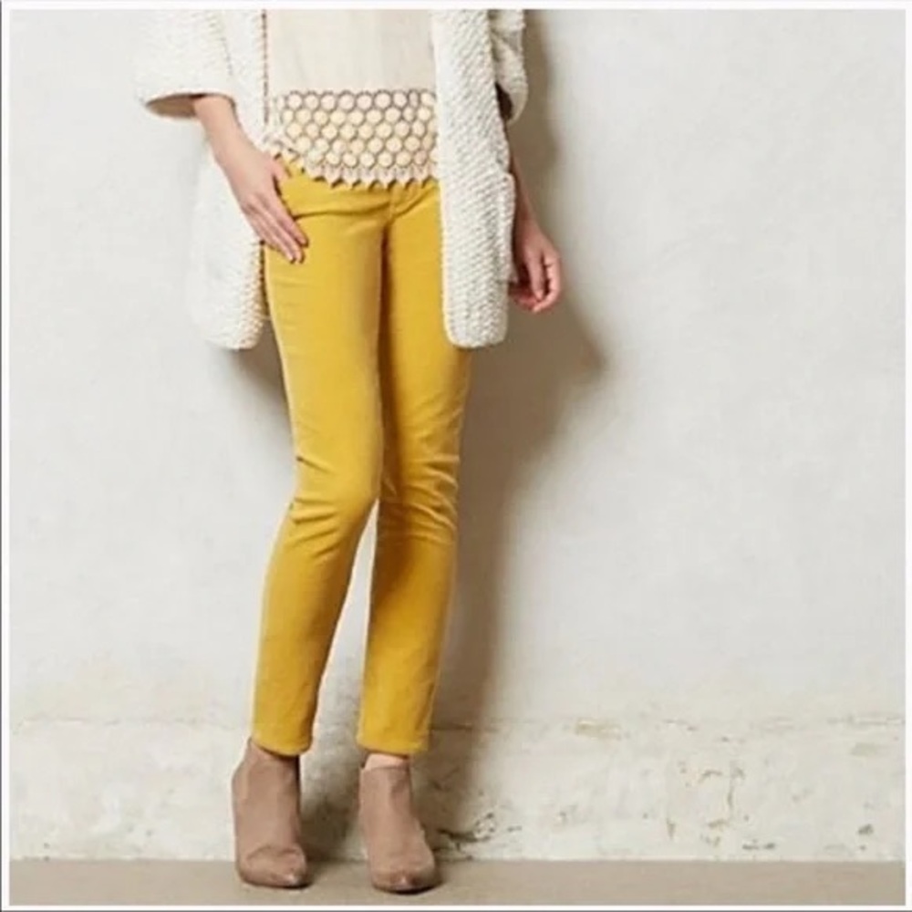 AG Adriano Goldschmied “The Stevie” Slim Straight Mustard Yellow Corduroy Pants